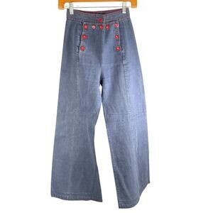 Vintage THERMO-JAC Bell Bottom Pants Full Button Front Light Wash Size 5 Groovy